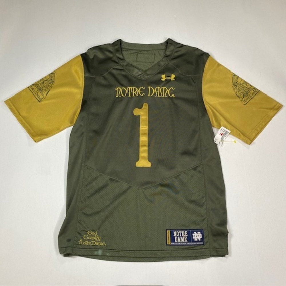 Under Armour Notre Dame Fighting Irish Jersey Mens‎ Small Olive Gold HeatGear #1